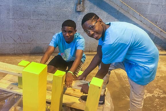 (MOOS) kids at IngenuityFest hard at work on a trio of stoops