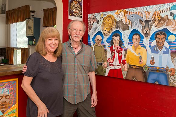 <span class="content-image-text">Gary and Laura Dumm with "The Four Horsemen of Extinction"</span>