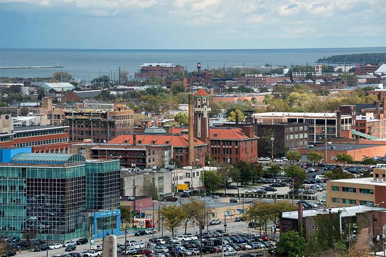 City views from the Cleveland Athletic Club building