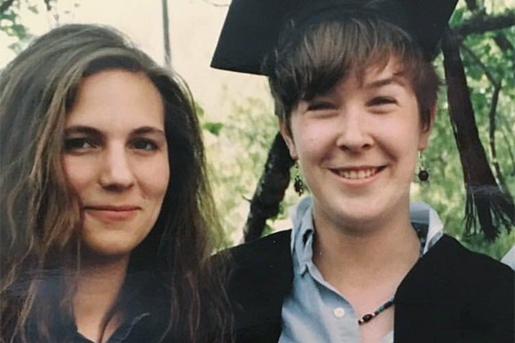 Tracey Halvorsen and Amy Goldberg at graduation 1993