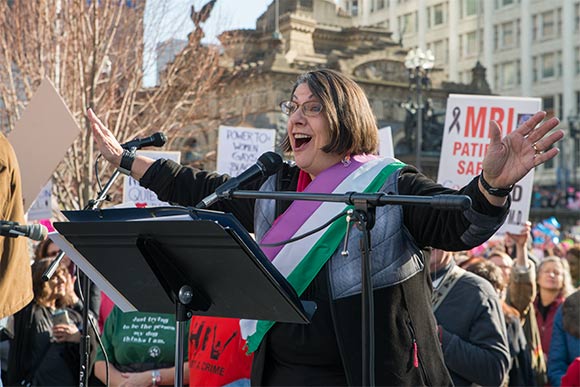 <span class="content-image-text">State Representative Nickie Antonio addresses the rally</span>