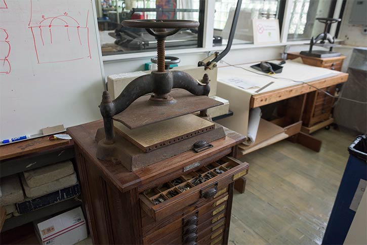 The book bindery room