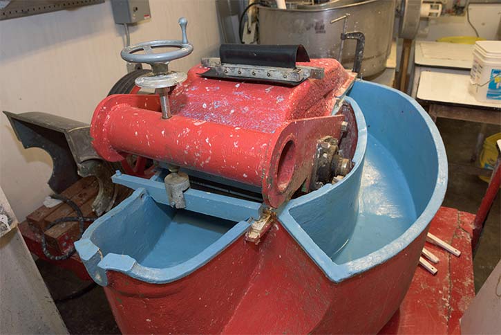 The beater room where the fiber is pulverized into a pulp