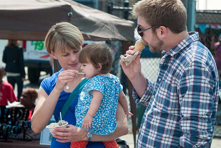 Enjoying Mason’s Creamery ice cream at the Clevelan Flea