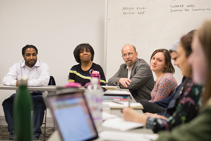 Chris Whittey and class working with East Cleveland's mayor, Brandon King to beautify the city
