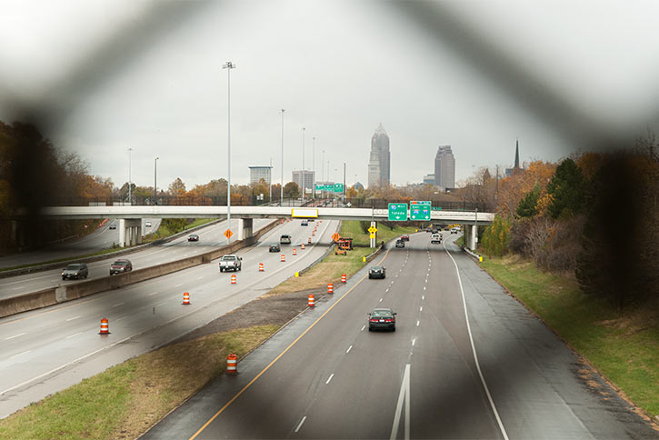 View of the city from the Buhrer Avenue footbridge