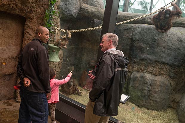 Curator Tad Schoffner talks with visitors at the Cleveland Metroparks Zoo