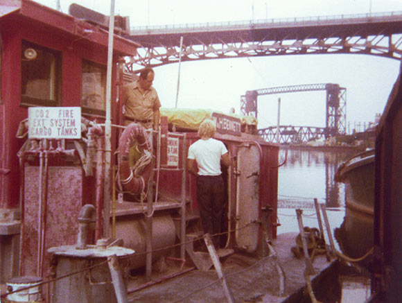 Frank Samsel (upper deck) on the Bennett in 1978