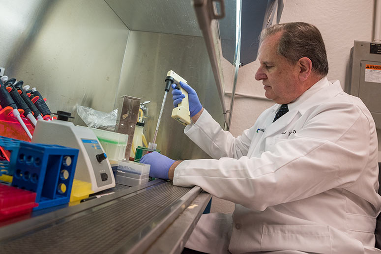 Dr. Tuohy at the Cleveland Clinic Cancer Research Lab