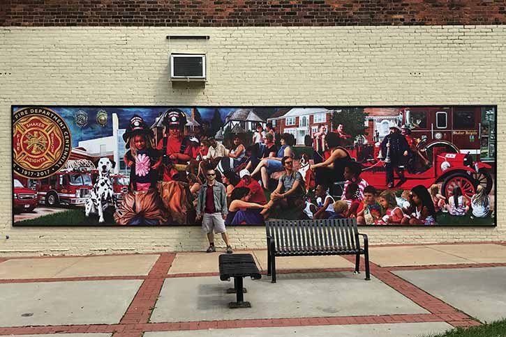 Artist Augusto Bordelois with the Shaker Heights Fire Department Mural