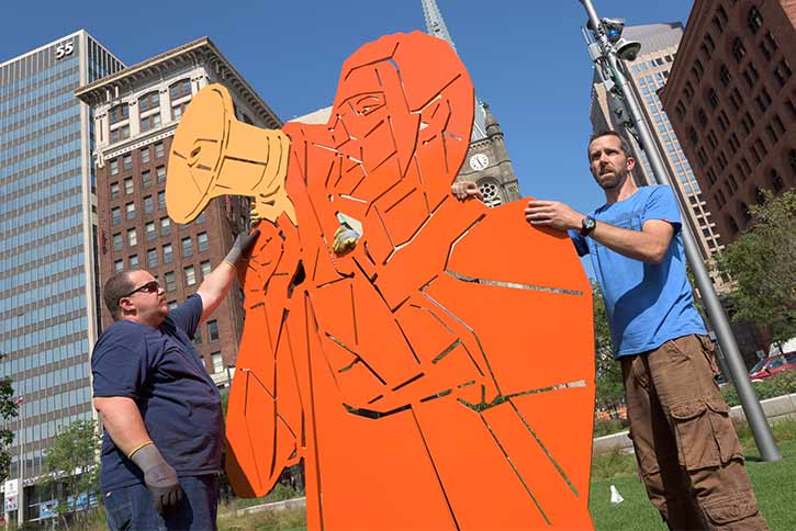 Installing Public Square Protest - LAND studio’s Landform public art series