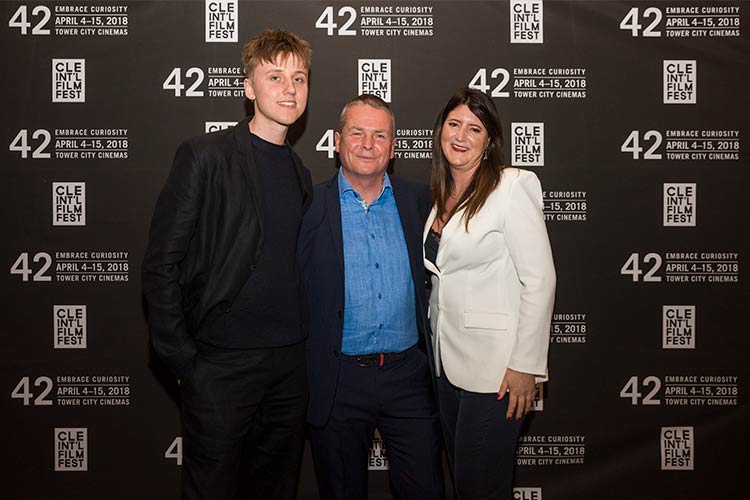 <span class="content-image-text">Actor Jacob McCarthy, Director Nick Kelly and Producer Kate McColgan at Opening Night for the film "The Drummer and the Keeper" at the Allen Theater</span>