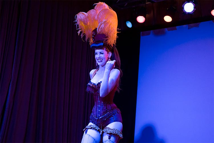 <span class="content-image-text">Hazel Honeysuckle featured in "Getting Naked: A Burlesque Story" performs after the screening at the Beachland</span>