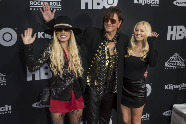<span class="content-image-text">Ava Sambora, inductee Richie Sambora of Bon Jovi and Orianthi</span>