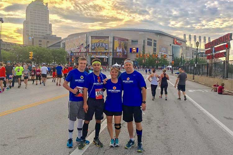 David Metzger and his family running for the PFM Sunflower Striders. Josh passed away from a glioma.