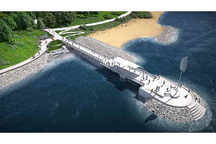 Rendering of Sims Park Pier where the trail will begin