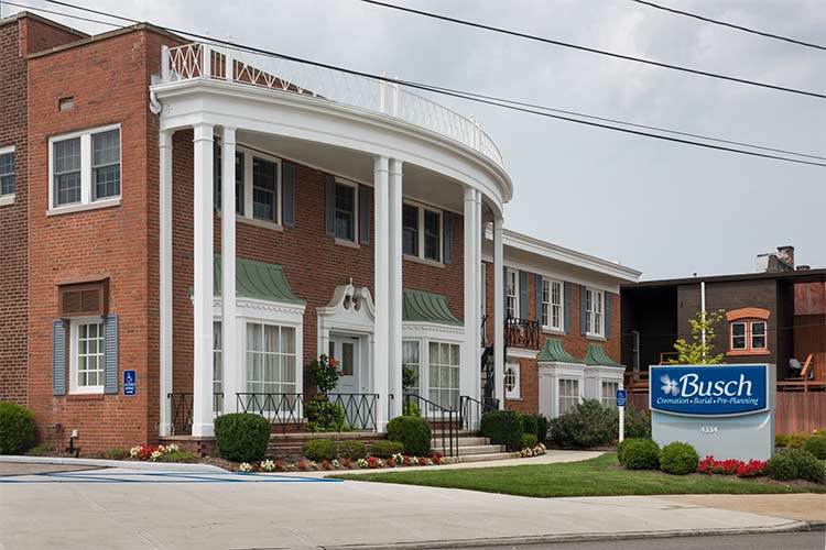 The headquarters of Busch Funeral Home