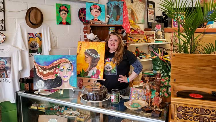 <span class="content-image-text">Artist and owner Mariela Paz of Sabor Miami Cafe and Gallery</span>