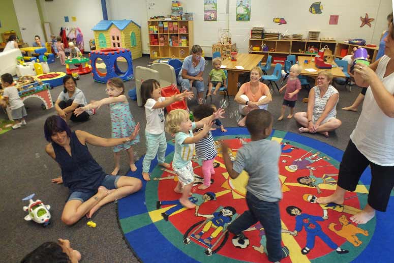 Children and caregivers enjoy the morning play session at Family Connections