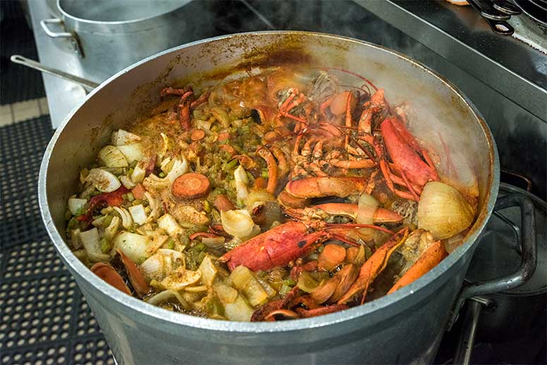 Cooking up some lobster bisque at Edwins