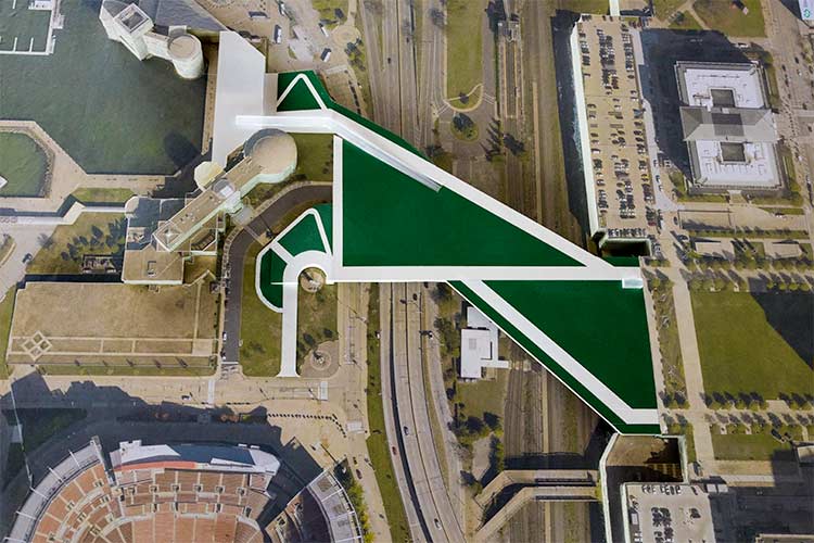 Downtown lakefront landbridge model created by Bob Gardin, Green Ribbon's Landbridge Project director.