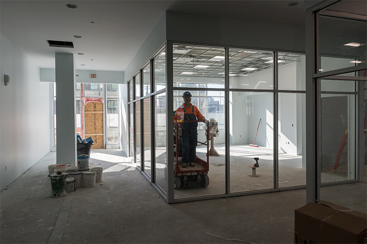 The reception area under construction at the Music Settlement