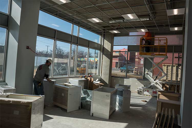 The science room under construction at the Music Settlement