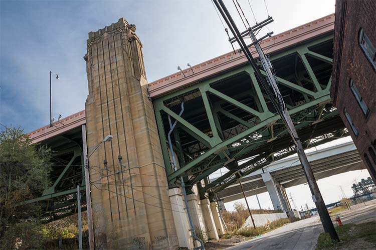 <span class="content-image-text">Heading under the Lorain Carnegie Bridge on Canal Rd.</span>