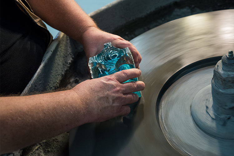 Grinding and polishing at MidTown Glass Studio