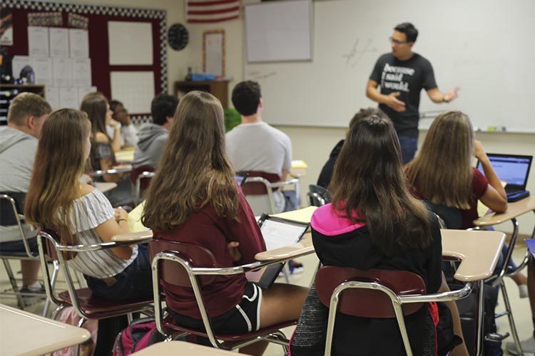 Alex Sheen speaking at Woodridge High School Assembly