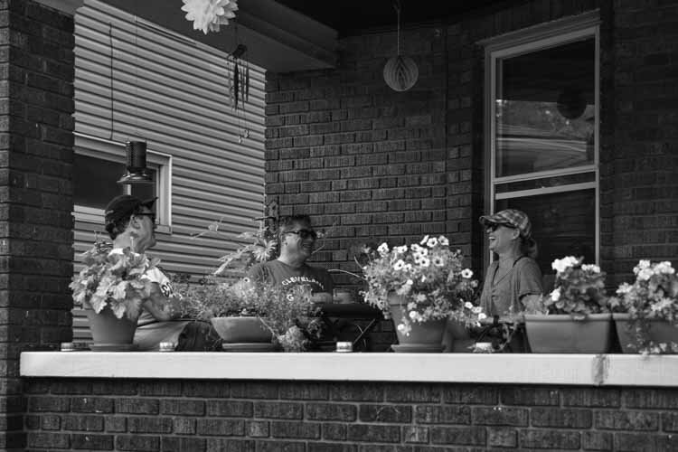 <span class="content-image-text">Porch life at the Vanatter/Barr home with their friend Helen in Glenville</span>