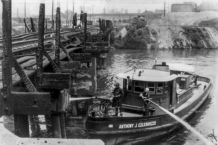In 1949 this fire was very near the spot of the famous fire at the foot of Campbell Road in 1969, now a part of the ArcelorMittal property.