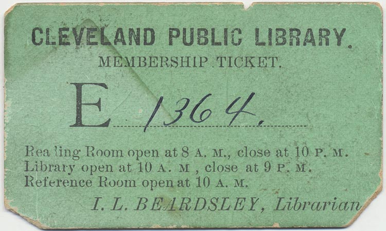 Early Cleveland Public library card 1890
