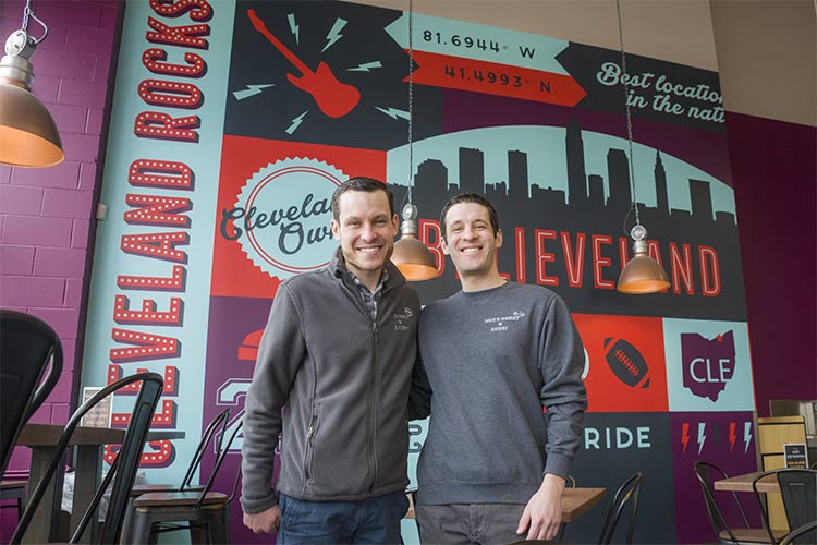 David and Aaron Saltzman in the dining area