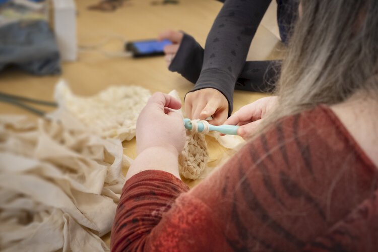 <span class="content-image-text">Hullihen has taught the residents to crochet.</span>