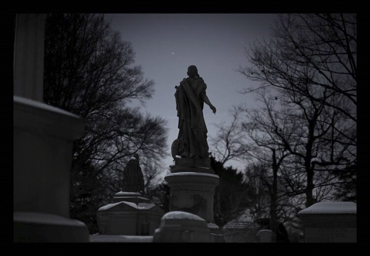 <span class="content-image-text">"Documenting the Night" is a photo from "Moonlight in the Gates: 150 Years of Lake View Cemetery in a New Reflective Light,” an outdoor exhibit by Michael Weil.</span>