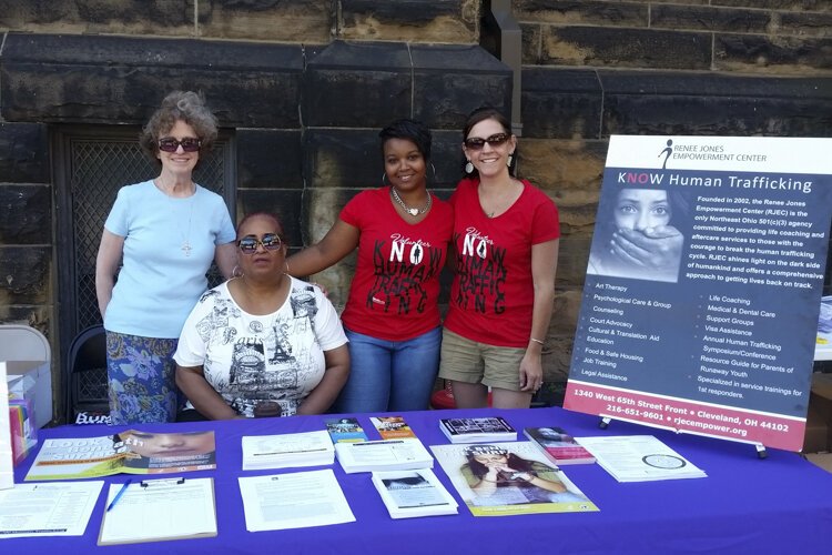 Volunteers for the Renee Jones Empowerment Center actively do outreach across the city, including tabling to raise awareness about human trafficking.