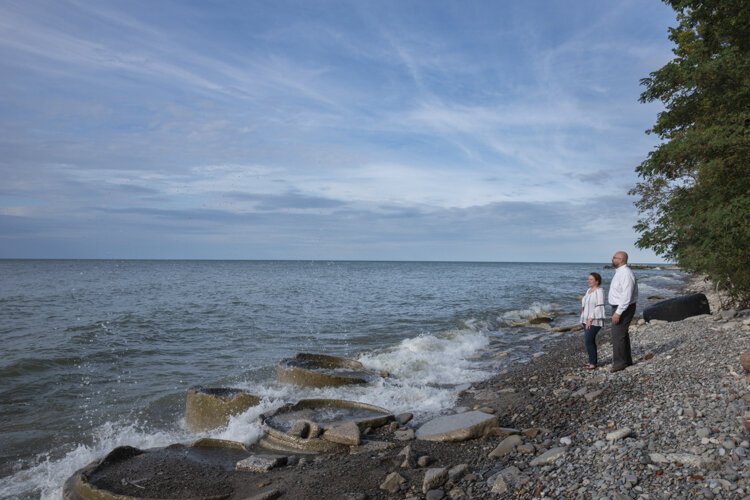 Ryan Weaver and his partner, Nichole, at the Moss Point private beach.