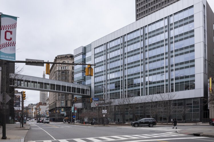 The new Cuyahoga County Administrative Headquarters today on East Ninth Street.