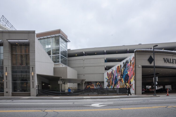 The location today of the building in the Historic Stanley Block downtown, The Jack Casino parking garage