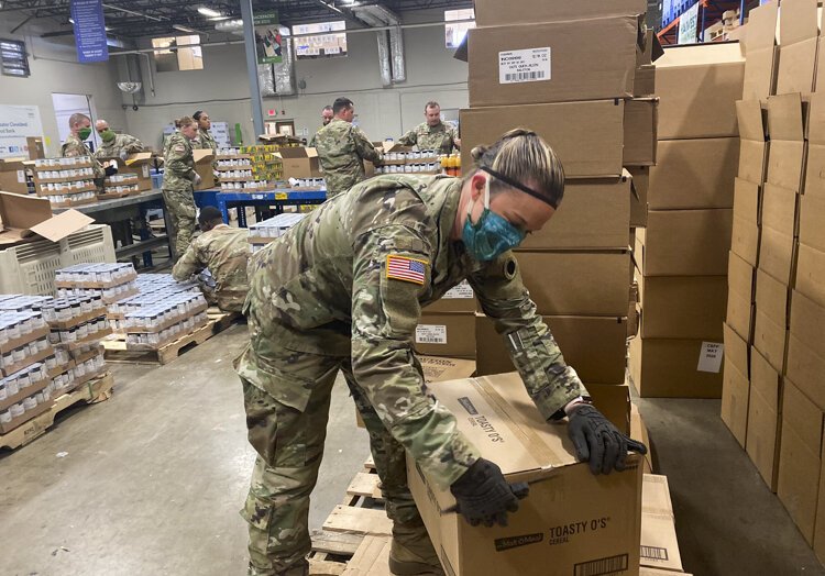 The Ohio National Guard helping out at the Greater Cleveland Food Bank.