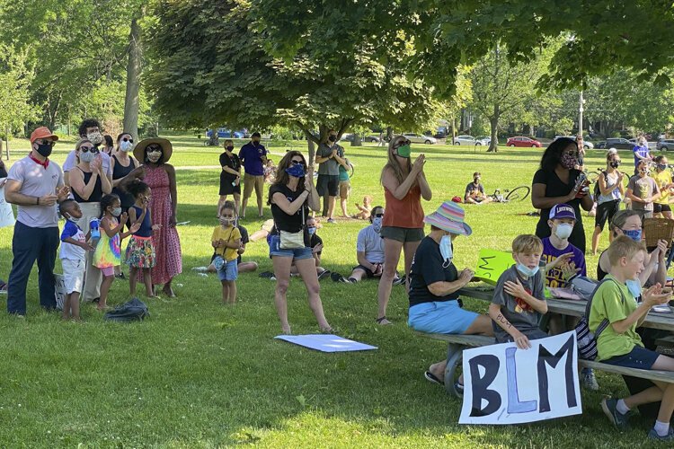Student-organized Lakewood Kneel In at Lakewood Park.