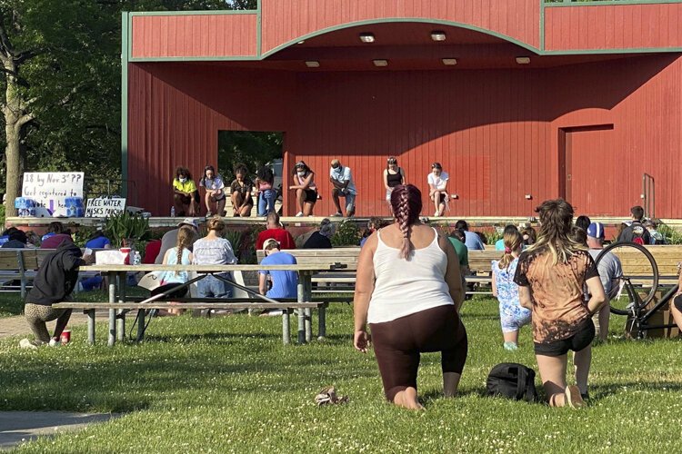 Student-organized Lakewood Kneel In at Lakewood Park.