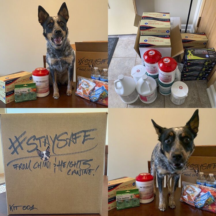 <span class="content-image-text">Heights Canine donates disinfectants, nitrile & latex gloves, as well as hand sanitizer and snacks to first responders.</span>