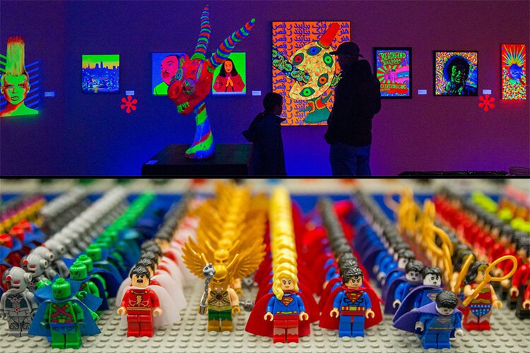 Top: January 2017 – Waterloo Arts Fifth Annual DayGlo Show -- Bottom: May 2017 – Legos at Wizard World