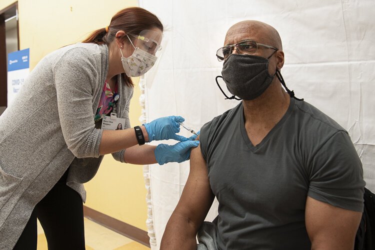 Community vaccination clinic at The Langston Hughes Center.