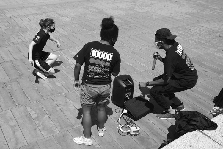 Juneteenth - performance by Samuel McIntosh, Madelyn Lucier, and Chelsea Knight in Downtown Cleveland for Juneteenth 2021.