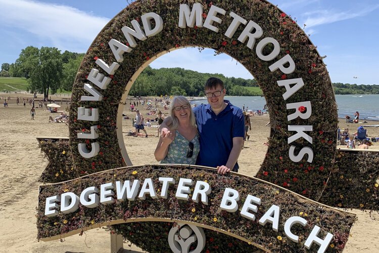 Ben and his mom at Edgewater Park