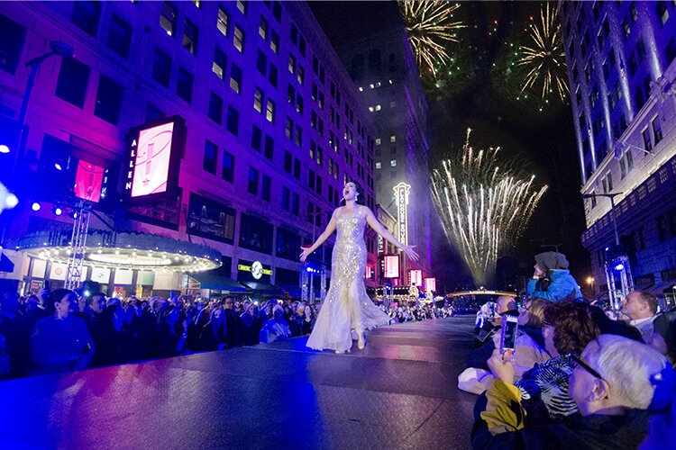 Dazzle the District at Playhouse Square new chandelier first lighting on May 2, 2014.