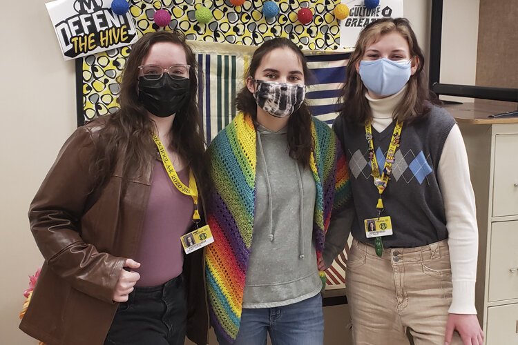 Left to right - Lauren Adkins, Belle Oehler, Ainsley Culp of the Medina High School GSA.